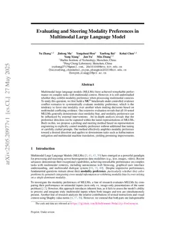 Evaluating and Steering Modality Preferences in Multimodal Large Language Model