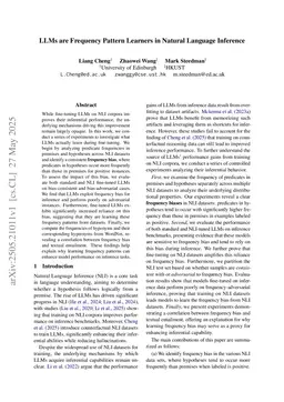 LLMs are Frequency Pattern Learners in Natural Language Inference