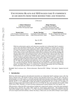 Uncovering Black-hat SEO based fake E-commerce scam groups from their redirectors and websites