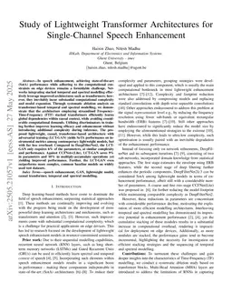 Study of Lightweight Transformer Architectures for Single-Channel Speech Enhancement