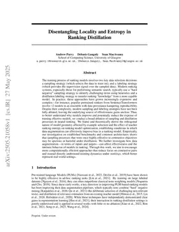 Disentangling Locality and Entropy in Ranking Distillation