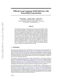 Efficient Large Language Model Inference with Neural Block Linearization