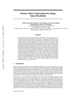 Instance Data Condensation for Image Super-Resolution