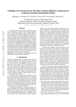 Unfolding A Few Structures for The Many: Memory-Efficient Compression of Conformer and Speech Foundation Models