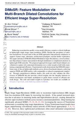 DiMoSR: Feature Modulation via Multi-Branch Dilated Convolutions for Efficient Image Super-Resolution