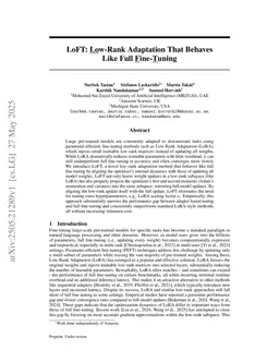 LoFT: Low-Rank Adaptation That Behaves Like Full Fine-Tuning