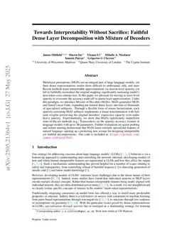 Towards Interpretability Without Sacrifice: Faithful Dense Layer Decomposition with Mixture of Decoders