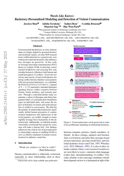 Words Like Knives: Backstory-Personalized Modeling and Detection of Violent Communication