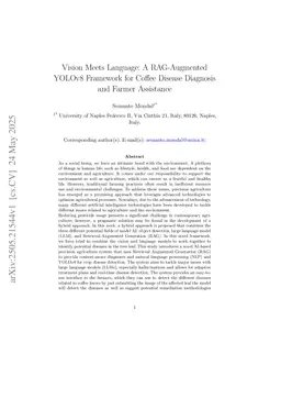 Vision Meets Language: A RAG-Augmented YOLOv8 Framework for Coffee Disease Diagnosis and Farmer Assistance