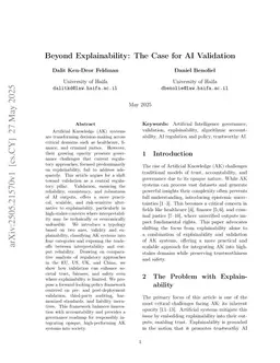 Beyond Explainability: The Case for AI Validation