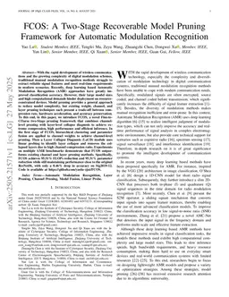 FCOS: A Two-Stage Recoverable Model Pruning Framework for Automatic Modulation Recognition