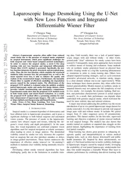 Laparoscopic Image Desmoking Using the U-Net with New Loss Function and Integrated Differentiable Wiener Filter