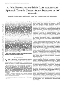 A Joint Reconstruction-Triplet Loss Autoencoder Approach Towards Unseen Attack Detection in IoV Networks