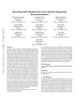 Revisiting Self-attention for Cross-domain Sequential Recommendation