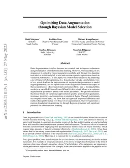 Optimizing Data Augmentation through Bayesian Model Selection