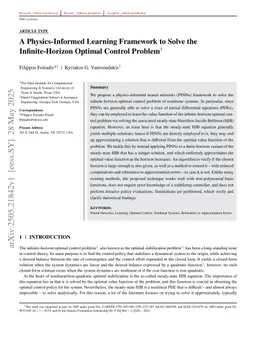 A Physics-Informed Learning Framework to Solve the Infinite-Horizon Optimal Control Problem