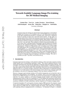Towards Scalable Language-Image Pre-training for 3D Medical Imaging