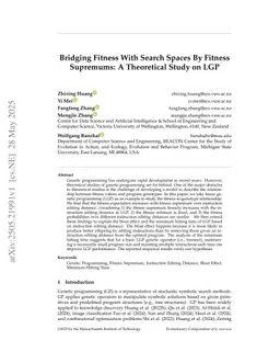 Bridging Fitness With Search Spaces By Fitness Supremums: A Theoretical Study on LGP