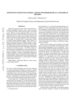 Efficiently Enhancing General Agents With Hierarchical-categorical Memory
