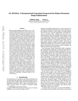 GL-PGENet: A Parameterized Generation Framework for Robust Document Image Enhancement
