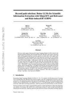 Beyond path selection: Better LLMs for Scientific Information Extraction with MimicSFT and Relevance and Rule-induced(R$^2$)GRPO