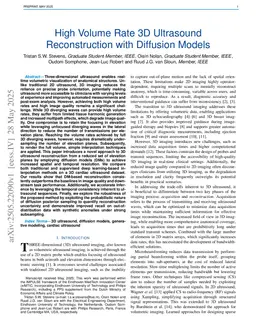 High Volume Rate 3D Ultrasound Reconstruction with Diffusion Models