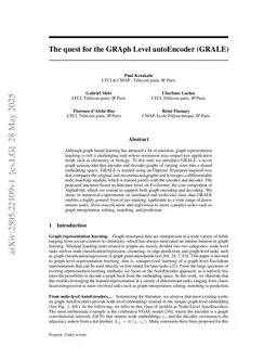 The quest for the GRAph Level autoEncoder (GRALE)