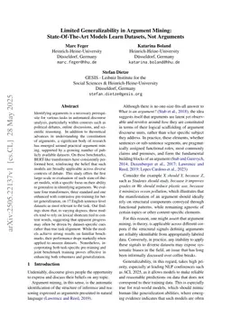 Limited Generalizability in Argument Mining: State-Of-The-Art Models Learn Datasets, Not Arguments