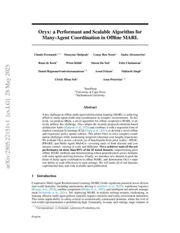 Oryx: a Scalable Sequence Model for Many-Agent Coordination in Offline MARL