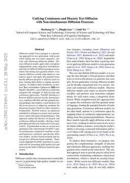 Unifying Continuous and Discrete Text Diffusion with Non-simultaneous Diffusion Processes