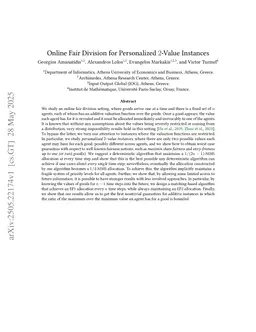 Online Fair Division for Personalized $2$-Value Instances