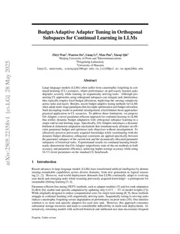 Adaptive Budget Allocation for Orthogonal-Subspace Adapter Tuning in LLMs Continual Learning
