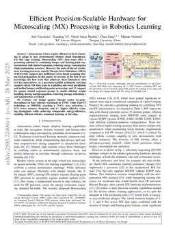 Efficient Precision-Scalable Hardware for Microscaling (MX) Processing in Robotics Learning