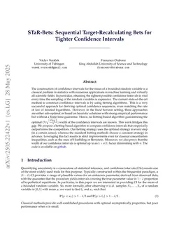 STaR-Bets: Sequential Target-Recalculating Bets for Tighter Confidence Intervals