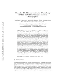 Cascaded 3D Diffusion Models for Whole-body 3D 18-F FDG PET/CT synthesis from Demographics