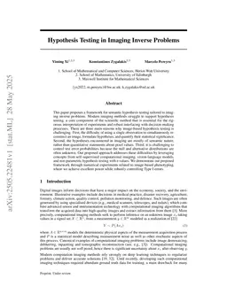 Hypothesis Testing in Imaging Inverse Problems