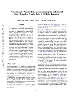 Demystifying the Paradox of Importance Sampling with an Estimated History-Dependent Behavior Policy in Off-Policy Evaluation