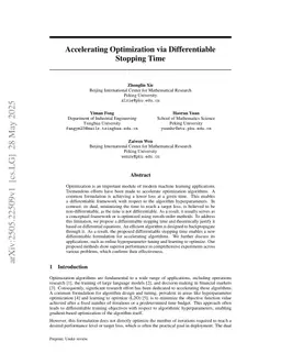 Accelerating Optimization via Differentiable Stopping Time