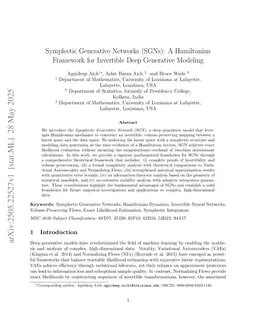 Symplectic Generative Networks (SGNs): A Hamiltonian Framework for Invertible Deep Generative Modeling