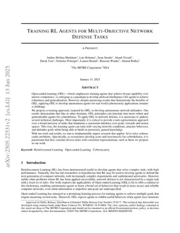 Training RL Agents for Multi-Objective Network Defense Tasks