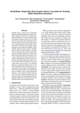 DocReRank: Single-Page Hard Negative Query Generation for Training Multi-Modal RAG Rerankers