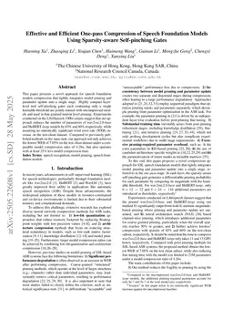 Effective and Efficient One-pass Compression of Speech Foundation Models Using Sparsity-aware Self-pinching Gates