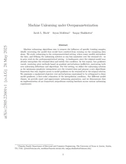 Machine Unlearning under Overparameterization