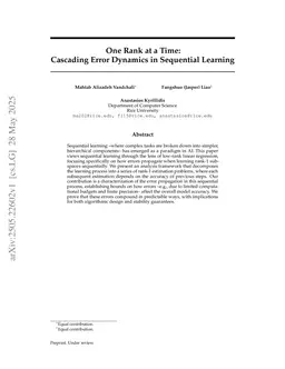 One Rank at a Time: Cascading Error Dynamics in Sequential Learning