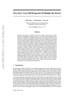 StressTest: Can YOUR Speech LM Handle the Stress?