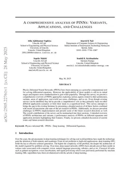 A comprehensive analysis of PINNs: Variants, Applications, and Challenges