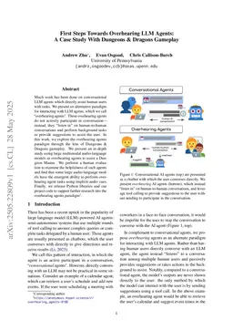 First Steps Towards Overhearing LLM Agents: A Case Study With Dungeons & Dragons Gameplay