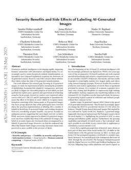 Security Benefits and Side Effects of Labeling AI-Generated Images