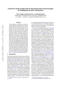 GateNLP at SemEval-2025 Task 10: Hierarchical Three-Step Prompting for Multilingual Narrative Classification