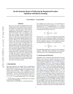 On the Dynamic Regret of Following the Regularized Leader: Optimism with History Pruning